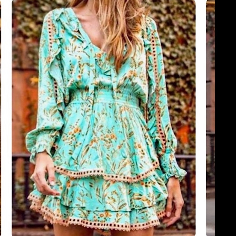 Rare! Spell and the Gypsy Maisie aqua and gold playdress. Runs small.